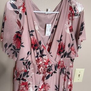 Floral Maxi Dress in Mauve and Red
